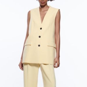 zara long vest yellow